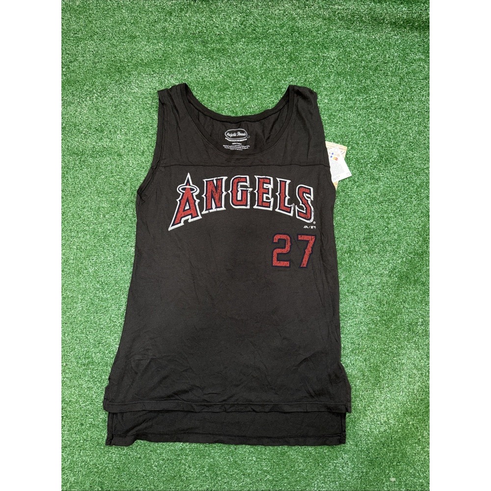 Majestic Threads Mike Trout Angels Graphic Tank Top Womens Small